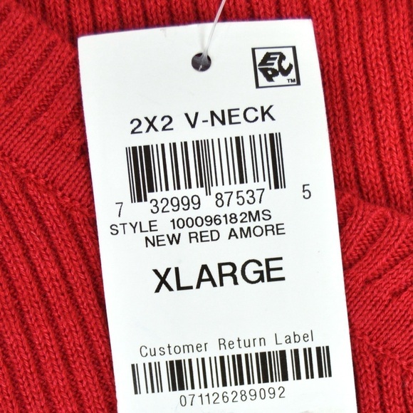 Karen Scott Red Amore Solid V Neck Cotton Ribbed Knit Pullover Sweater XL, NWT - Picture 5 of 8
